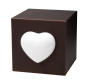 Preview: Tierurne Würfel mit Herz in braun, Herz weiß, 3,0 Liter