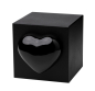 Preview: Tierurne Würfel mit Herz in schwarz, Herz schwarz, 1,3 Liter