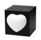 Preview: Tierurne Würfel mit Herz in schwarz, Herz weiß, 1,3 Liter