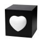 Preview: Tierurne Würfel mit Herz in schwarz, Herz weiß, 3,0 Liter