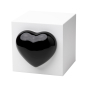Preview: Tierurne Würfel mit Herz in weiß, Herz schwarz, 1,3 Liter