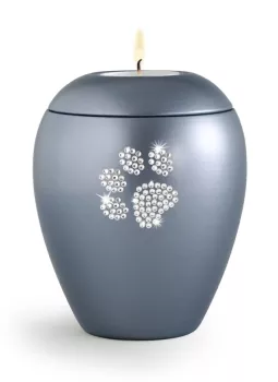 Keramiktierurne Pfote aus Kristallen, mit/ohne Gedenklicht, versch. Farben und Größen