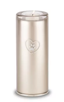 Tierurne aus Glas, Herz-Pfote, Gedenklicht, versch. Farben und Größen