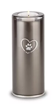 Tierurne aus Glas, Herz-Pfote, Gedenklicht, versch. Farben und Größen