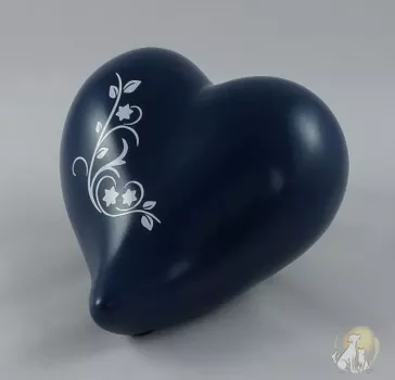 Tierurne Herz kobaltblau mit weißem Ornament