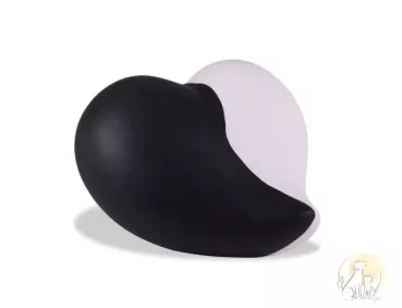 Keramiktierurne Herzform schwarz-weiß, versch. Größen