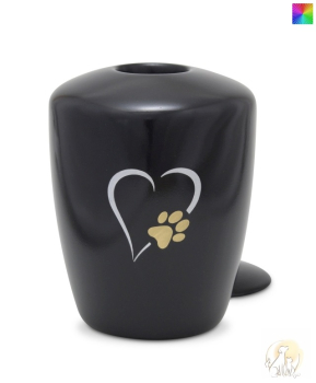 Preview: Tierurne Pfotenherz mit Gedenklichteinsatz, versch. Farben und Größen
