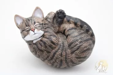 Tierurne Katze eingerollt, 0,6 Liter, Beispiel bemalt nach Fotovorlage