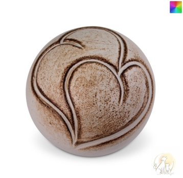 Preview: Tierurne Kugelform Doppelherz-Motiv, versch. Farben und Größen