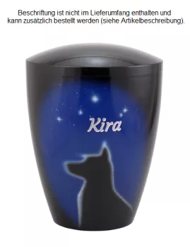 Hund Sternenhimmel mit Namen Folienbeschriftung Schatteneffekt, Name silberfarben, Schatten weiß