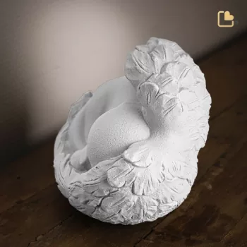 Tierurne Angelic Dog in weiß Ansicht seitlich