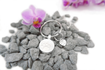Preview: Ascheschmuckanhänger mit Pfotenabdruck und Schlüsselring