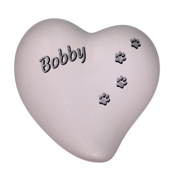 Preview: Beispiel Name und Pfotenspur als Folienbeschriftung Glitzer-Schatteneffekt in silber, Schatten schwarz