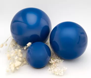 Tierurne Kugel aus Edelstahl in blau glänzend pulverbeschichtet, alle Größen