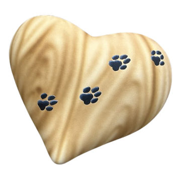 Preview: Herztierurne Holzoptik gelb