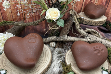 Preview: Tierurne Herz mit Pfote braun, Übersicht alle Größen