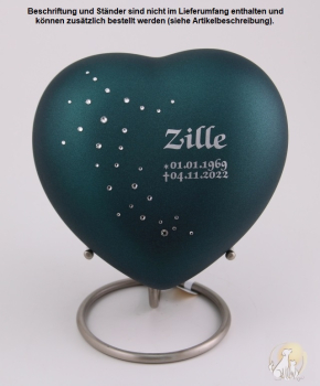 Preview: Beispiel einer Folienbeschriftung auf der Größe 0,5 Liter mit Namen und Lebensdaten und Metallständer