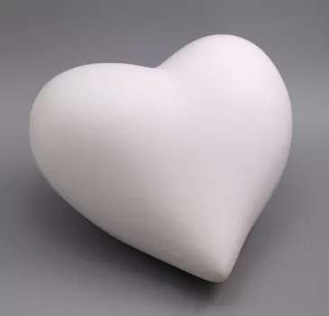 Tierurne Herz in weiß und 1,25 Liter Herzspitze nach rechts