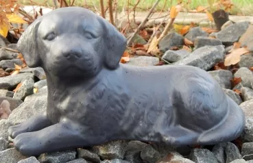 Tierurne Hund liegend grau-schwarz
