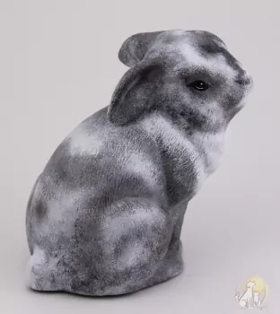 Tierurne Kaninchen grau/weiß, Beispiel Fotovorlage, Ansicht seitlich
