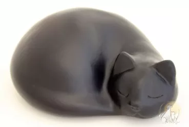Katzenurne schwarz-matt glasiert 1,3 Liter, Frontansicht
