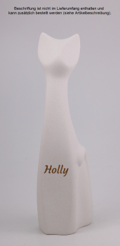 Katzenurne Miau weiß mit Folienbeschriftung in goldfarben