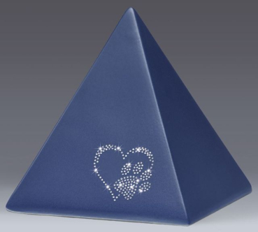 Preview: Keramikpyramide Herz-Pfote-Kristall saphirblau-matt