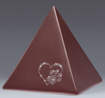 Preview: Keramikpyramide Herz-Pfote-Kristall bordeaux-matt