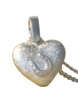 Preview: Ascheschmuck-Herzkette „Emmi“ mit Hufeisen-Motiv aus 925er Sterling-Silber