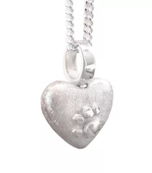 Ascheschmuck-Herzkette „Emmi“ mit Pfötchen-Motiv aus 925er Sterling-Silber