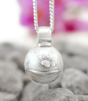 Preview: Ascheschmuck-Kette Fini mit Pfötchen, inkl. Kette, 925er Sterling-Silber