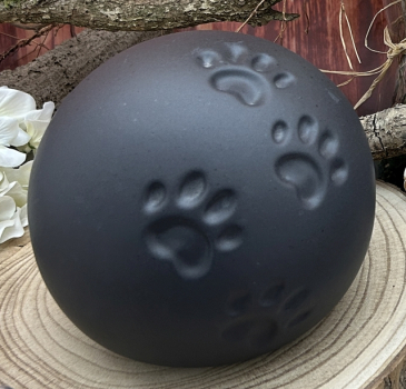 Preview: Tierurne Kugel 4 Pfoten grau-schwarz