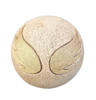 Tierurne Kugel Engelsflügel creme, Flügel goldfarben