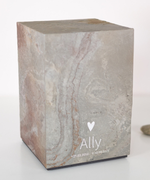 Preview: Holztierurne Nova Buntschiefer Gravur-Design Nr.