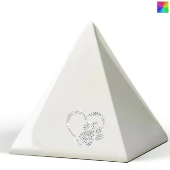 Keramikpyramide Herz-Pfote-Kristall weiß glasiert