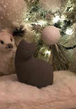 Preview: Tierurne Sitzende Katze in grau