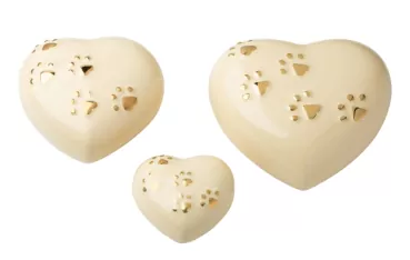 Tierurne Herz Pfoten in elfenbein, alle Größen