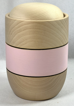 Preview: Tierurne Holz Farbstreifen rosafarben