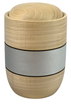 Preview: Tierurne Holz Farbstreifen silberfarben