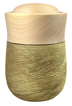 Preview: Tierurne Holz gecrasht goldfarben Seitenansicht