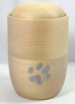 Preview: Tierurne Holz Tatze in silberfarben