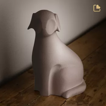 Tierurne Hund Keramik in braun Ansicht seitlich