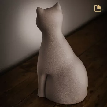 Tierurne Katze Keramik in braun Ansicht hinten