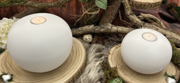 Preview: Tierurne Kugel Gedenklicht weiß alle Größen