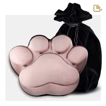 Tierurne Pfote Metall roségoldfarben, 0,7 Liter und 1,2 Liter mit Schutzbeutel