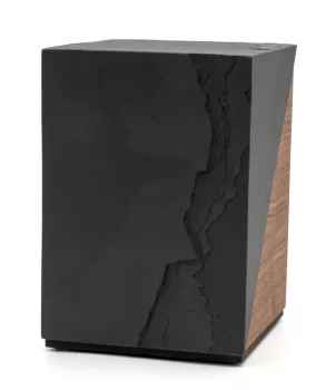 Holztierurne Sirius Nussbaum und Schiefer Rückseite