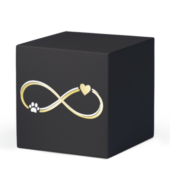 Preview: Würfelurne Stahl Herz Pfote unendlich anthrazit velours 1,5 Liter