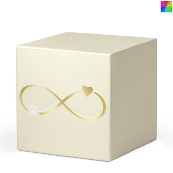 Preview: Würfelurne Stahl, Herz-Pfote Unendlich, versch. Farben und Größen