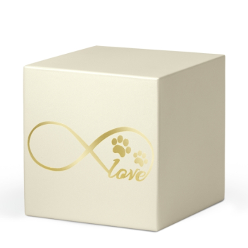 Preview: Würfelurne Stahl Love unendlich cremeweiß perlmutt 1,5 Liter