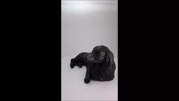 Produktvideo Kunstharzurne Dackel-Skulptur Langhaardackel